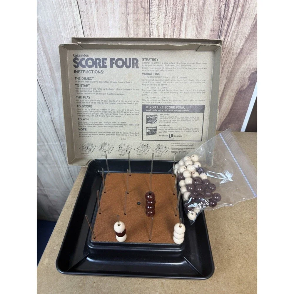 VINTAGE Score Four COMPLETE Lakeside 1978 Four in a Row Plastic Pegs